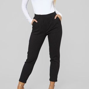 Fashion Nova Striped Pants black/white